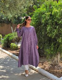 keten salaş peçvörtlü tunik mor