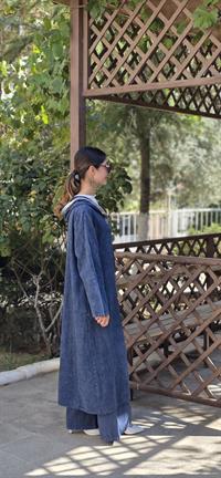 keten salaş tarz hırka kimono-Lacivert