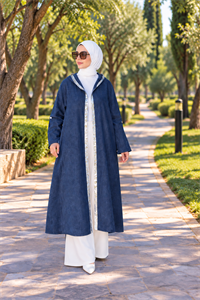 keten salaş tarz hırka kimono-Lacivert