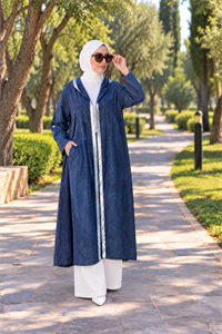 keten salaş tarz hırka kimono-Lacivert