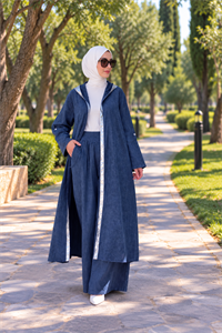 keten salaş tarz hırka kimono-Lacivert