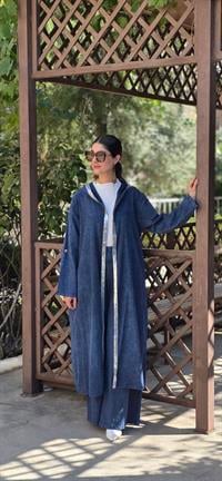 keten salaş tarz hırka kimono-Lacivert