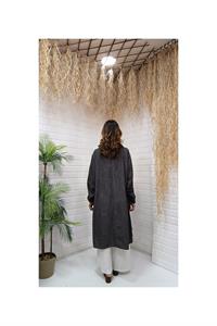 Kök Boya Yıkama Cepli Tunik Antrasit