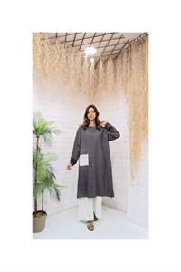 Kök Boya Yıkama Cepli Tunik Antrasit