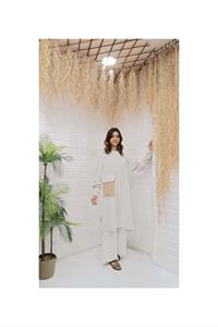 Kök Boya Yıkama Cepli Tunik Beyaz