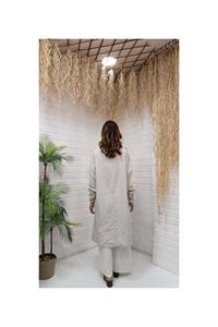 Kök Boya Yıkama Cepli Tunik Beyaz