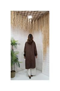 Kök Boya Yıkama Cepli Tunik Kahverengi