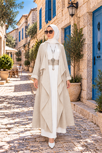 Kök Boya Yıkama Kimono Krem