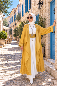 Kök Boya Yıkama Kimono Sarı