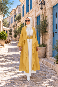 Kök Boya Yıkama Kimono Sarı