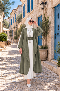 Kök Boya Yıkama Kimono Yeşil