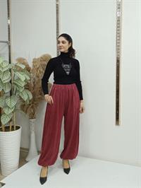 lastikli salaş pantolon bordo