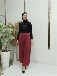 lastikli salaş pantolon bordo
