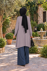 Penye Patchwork Tunik Gri
