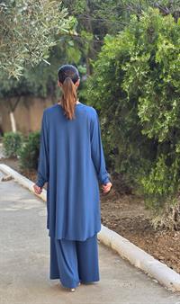 penye peçförtlü salaş ikili takım indigo mavi