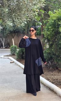 penye peçförtlü salaş ikili takım siyah