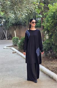 penye peçförtlü salaş ikili takım siyah