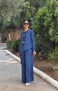 penye salaş pantolon indigo mavi