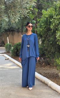 penye salaş pantolon indigo mavi