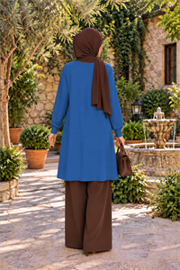 Penye Salaş Tunik İndigo Mavi