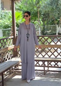 penye yarasa kol salaş tunik gri