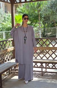 penye yarasa kol salaş tunik gri