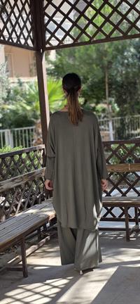 penye yarasa kol salaş tunik haki yeşil