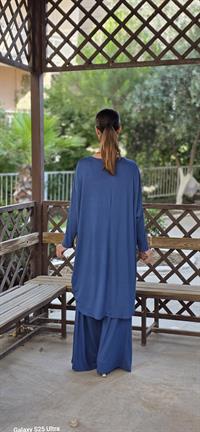 penye yarasa kol salaş tunik indigo mavi
