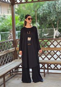 penye yarasa kol salaş tunik siyah