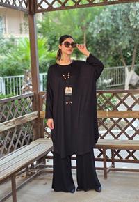 penye yarasa kol salaş tunik siyah