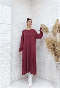 rahat basıc uzun tunik bordo