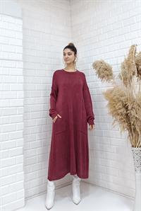 rahat basıc uzun tunik bordo