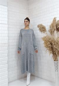 rahat basıc uzun tunik gri