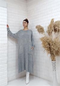 rahat basıc uzun tunik gri