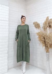 rahat basıc uzun tunik hakiyeşil