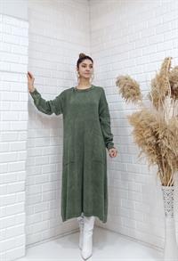 rahat basıc uzun tunik hakiyeşil