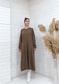 rahat basıc uzun tunik kahverengi