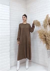 rahat basıc uzun tunik kahverengi
