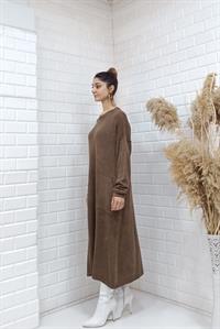 rahat basıc uzun tunik kahverengi