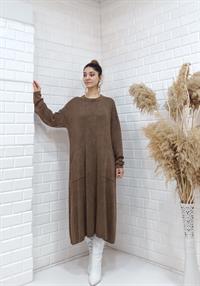 rahat basıc uzun tunik kahverengi