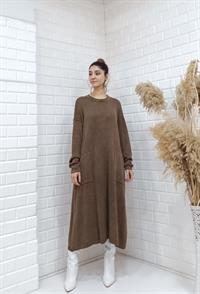 rahat basıc uzun tunik kahverengi