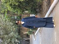 rahat düğmeli keten uzun gömlek lacivert