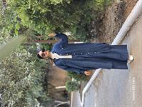 rahat düğmeli keten uzun gömlek lacivert