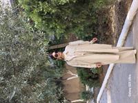 rahat düğmeli keten uzun gömlek taş rengi