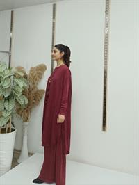 rahat salaş ipli tunik bordo