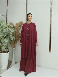 rahat salaş ipli tunik bordo