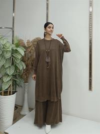 rahat salaş ipli tunik kahverengi