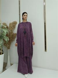 rahat salaş ipli tunik mürdüm