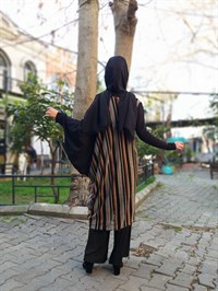 Renkli Salaş Tunik - Siyah