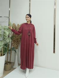 Salaş Kanguru Cepli Elbise Bordo